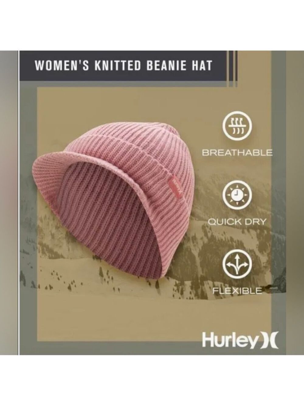Hurley Mauve Pink Caylin Beanie With Brim OS